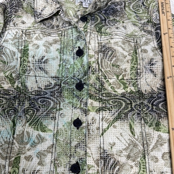 KEREN hart Green Jean Jacket with Artistic Botanical Print - Picture 9 of 13